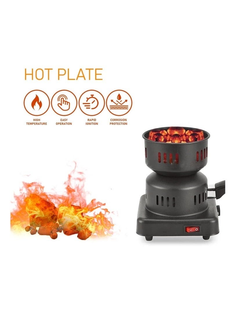 هابي هوم ولاعة فحم لوح تسخين كهربائي شعلة فحم كهربائية للتخييم وتسخين والفحم، اسود - Image 2